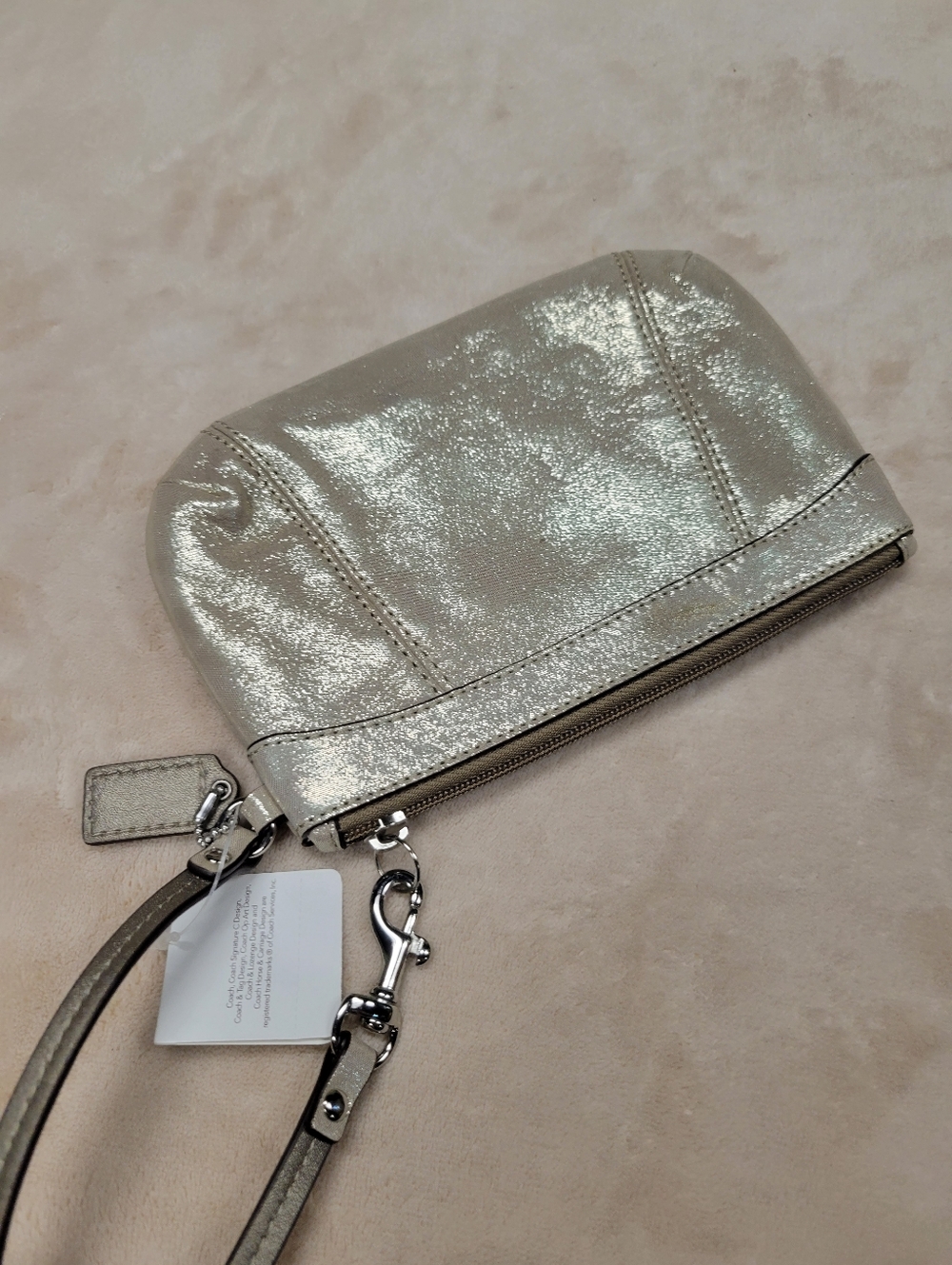NEW Vintage Coach 2000s Metallic Champagne Gold Wristlet - Deadstock NWT Clutch - Picture 7 of 9